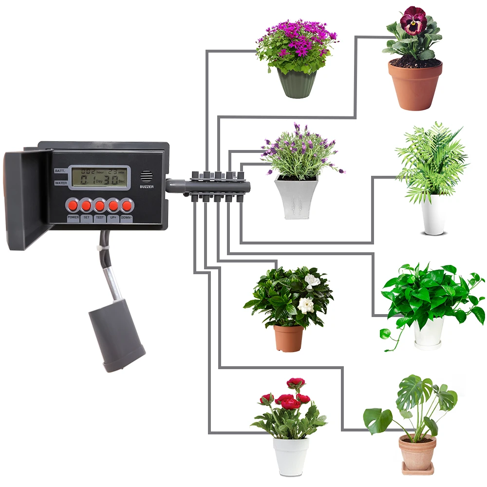 Bomba automática de riego por goteo para jardín, sistema de riego por goteo con controlador inteligente de temporizador de agua para planta bonsái