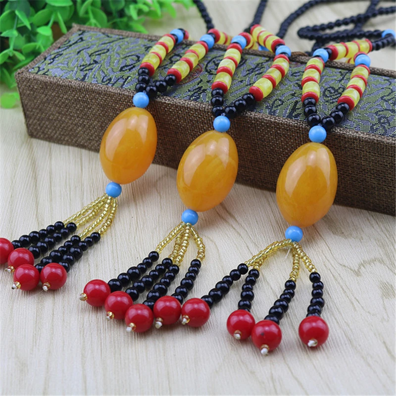 Bohemian Yellow beads Necklace Cute Fruit Lady Necklaces Pendants Fashion Long sweater chain Jewelry Accessories For Women gift