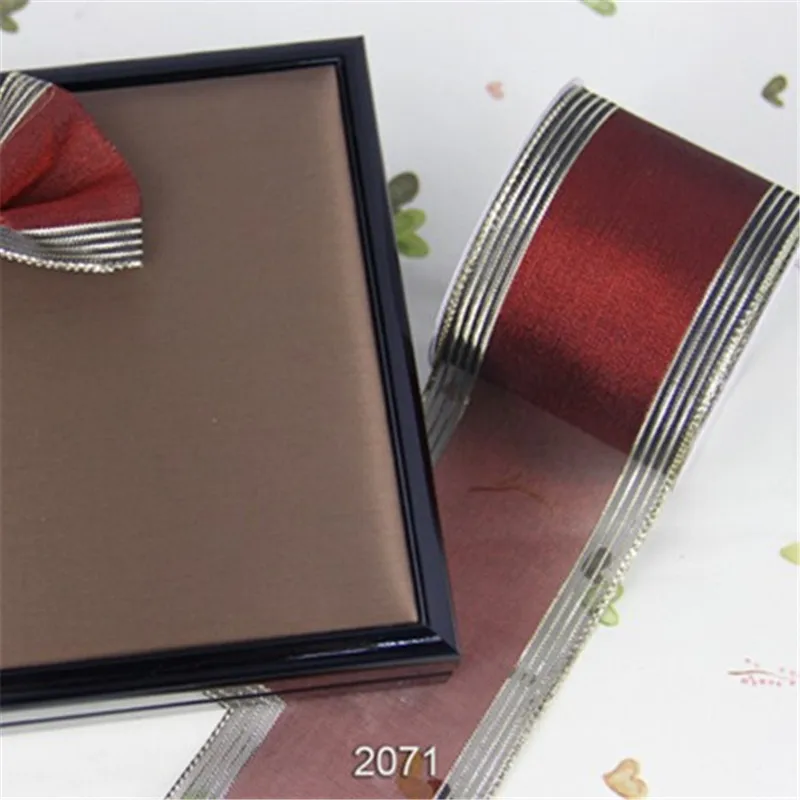 

N2071 63mm Burgundy Metallic Ribbon Wired Edges for gift packaging christmas wreath decoration 25yards roll