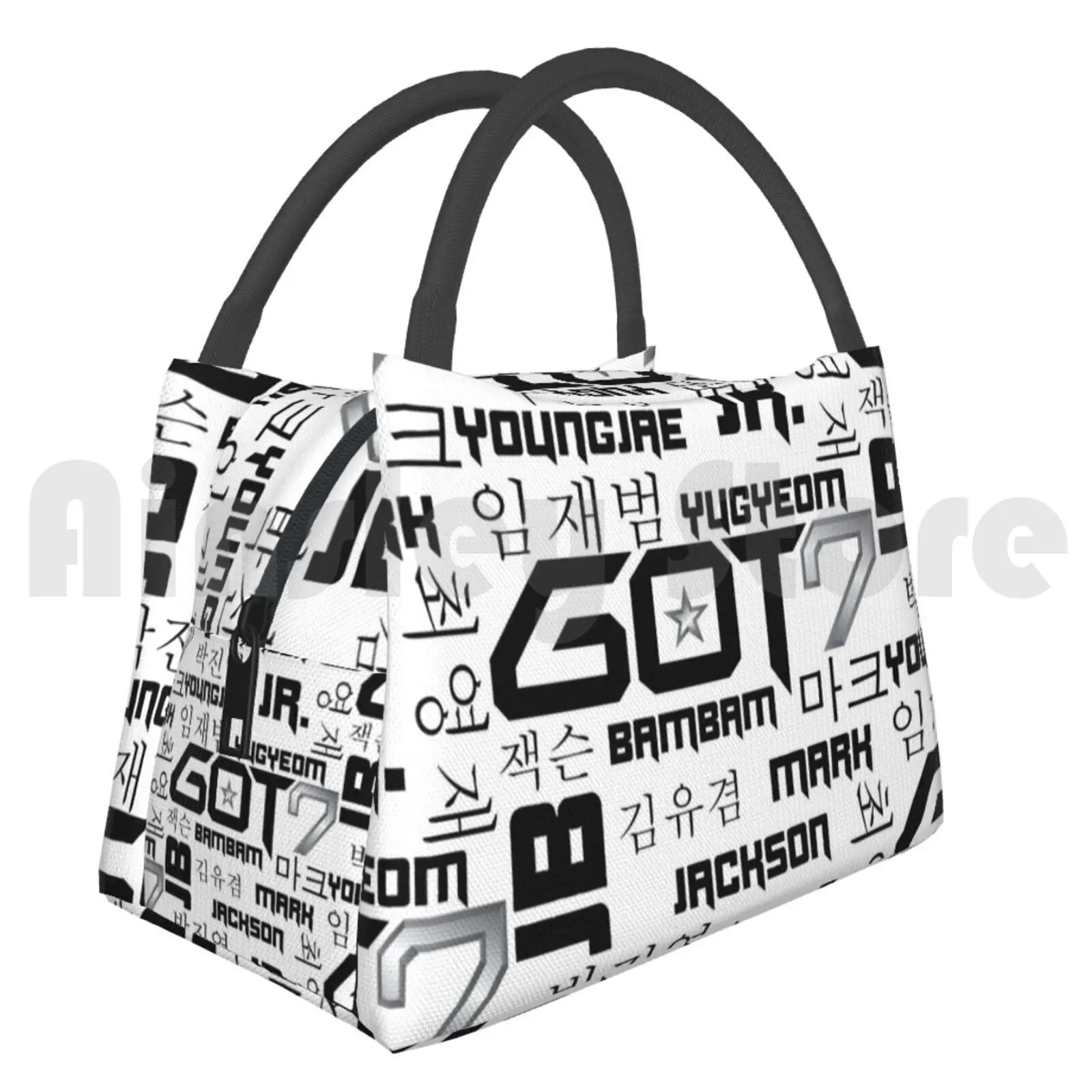 

Cooler Lunch Bag Picnic Bag Got7 Got7 Kpop Korean Pop Bambam Jackson Jr Mark Youngjae Yugyeom Jb Black White Got