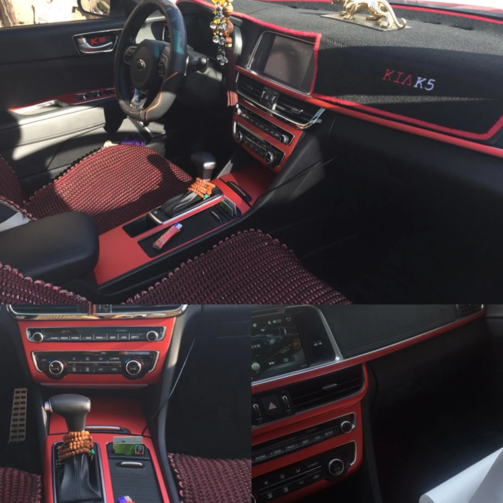 Car-Styling 5D Carbon Fiber Car Interior Center Console Color Change Molding Sticker Decals For Kia K5 2016-2019