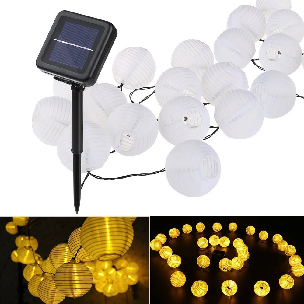 10 20 30 Lights Solar Lantern Led String Fairy Lights Outdoor Garden Hanging Lantern Lamp For Xmas Christmas Backyard Garland