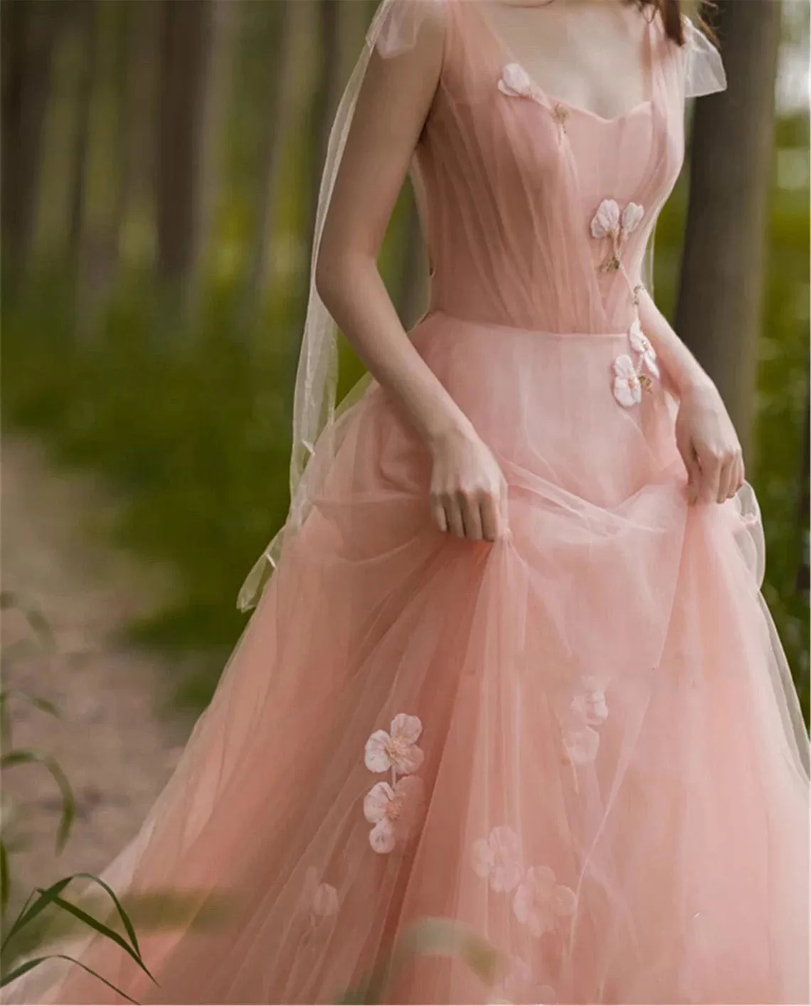 Abito a fascia rosa petalo abito da sposa rosa abito da ballo femminile abito in Tulle abito da damigella d'onore per ospiti di nozze realizzato su misura