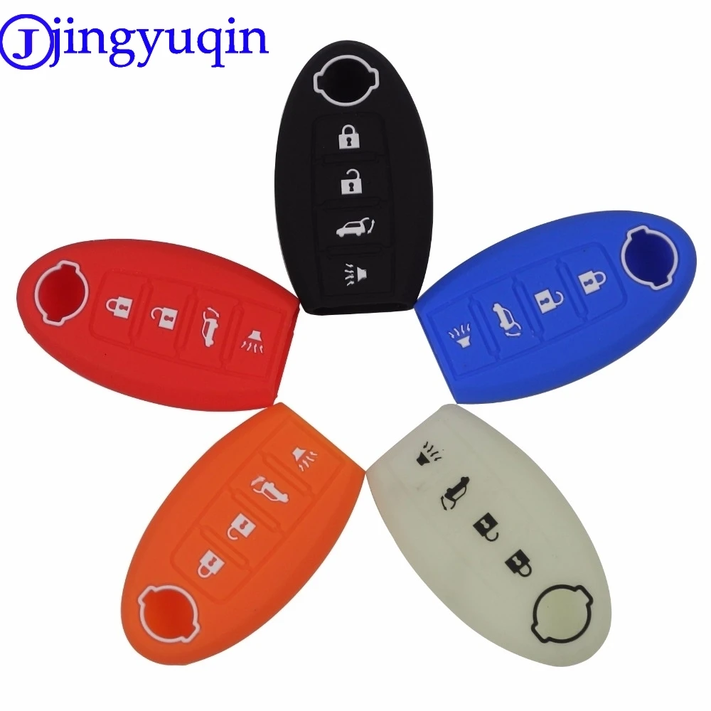 jingyuqin Remote 4 Buttons Silicone Car Key Cover For NISSAN Maxima Altima Versa Sentra Sunny Sylphy Teana Qashqai X-Trail Juke