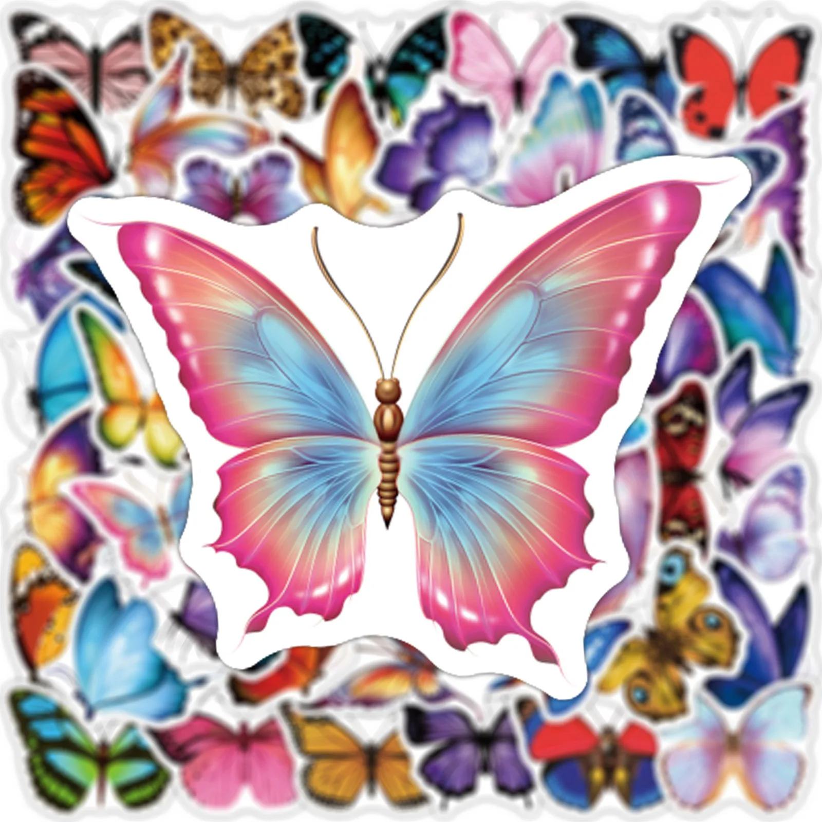 10/30/50pcs  New Color Butterfly Graffiti Cartoon Bright And Beautiful Sky Flying Stickers Notebook Skateboard Water Cup Trolley