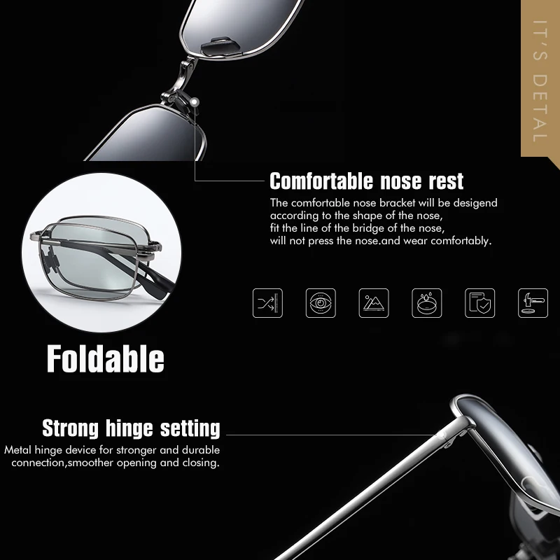 Classic Rectangle Folding Frame Sunglasses Men Polarized Photochromic Driving Glasses Women Chameleon Goggle Oculos masculino