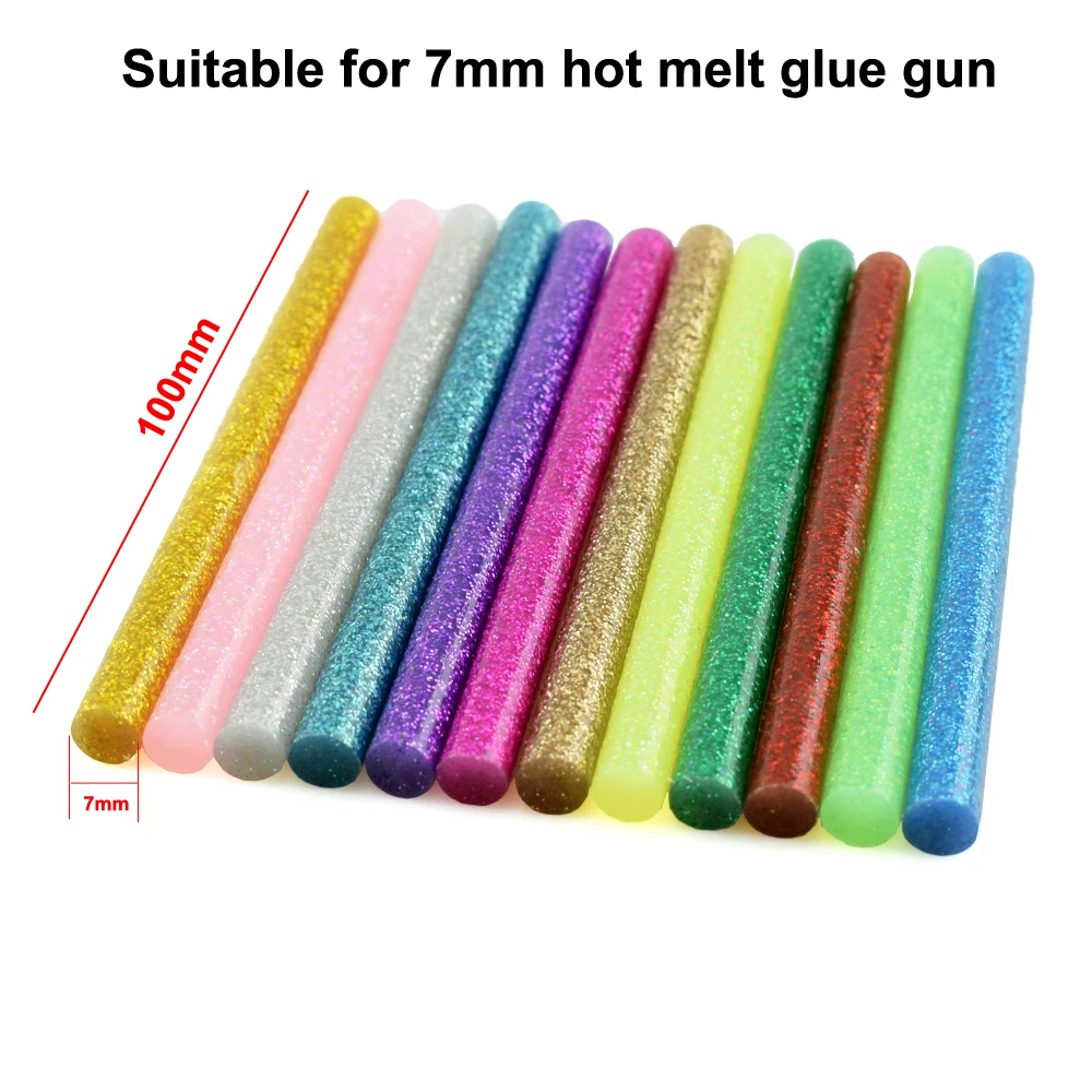 NEWACALOX 120Pcs Color Hot Glue Sticks Hot Melt Glue Sticks Mini Size Diameter 7mm/0.27inch Adhesive Hot Glue Sticks for DIY Art