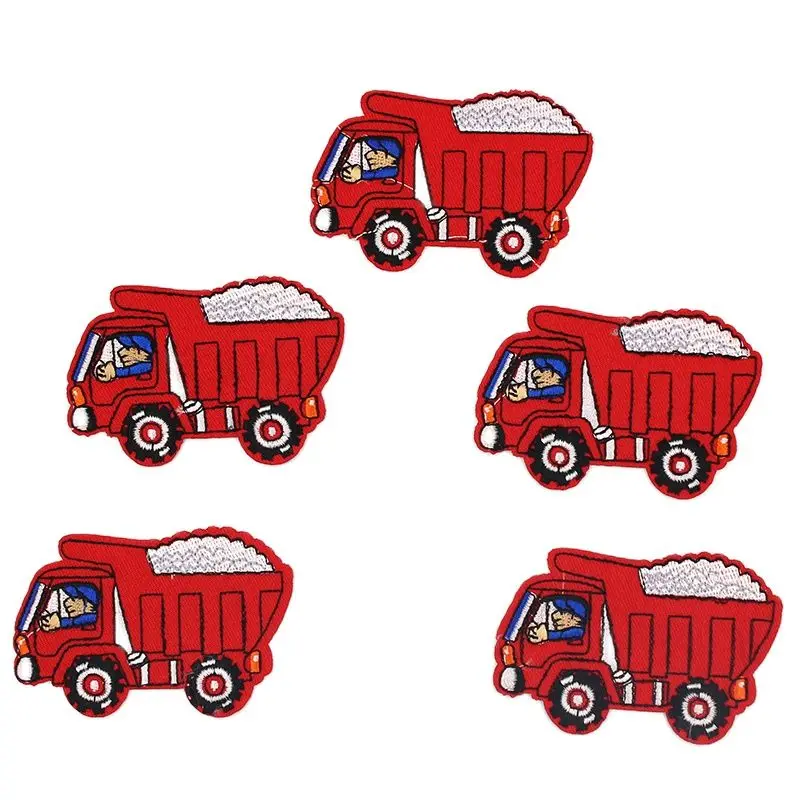 10pcs/lot Embroidered Truck Patches Iron On vehicles Appliques for Children Boy Clothes Cartoon lorry Stickers Sewing Patch