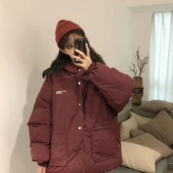 Two-sided Cotton-padded Jackets 2022 New Women Winter Clothing Oversize Tooling Korean Style Simple Bread Clothes Keep Warm Coat