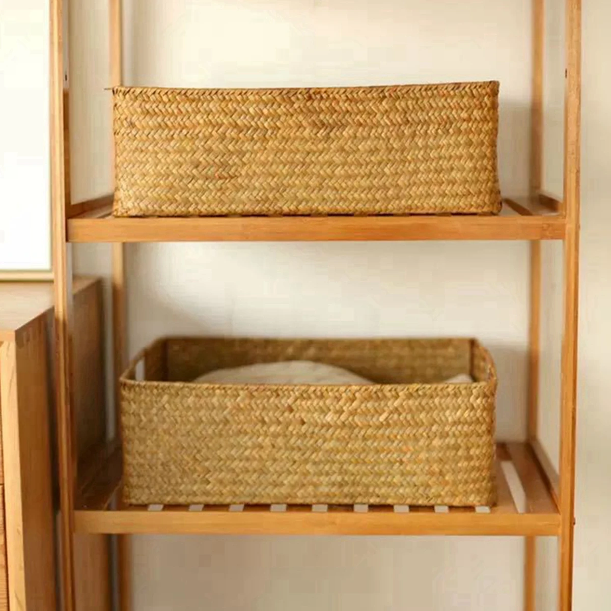 Zerolife Natural Large Woven Seagrass Basket Of Straw Wicker For Home Table Fruit Bread Towels Small Kitchen Storage Container