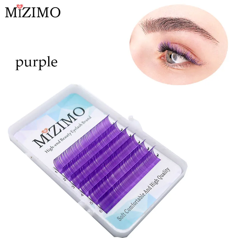 Mizimo-まつげエクステ,新しい色,0.07/0.1mm, c/d, 8〜17mm,ローズレッド,人工ミンクヘア,まつげエクステ