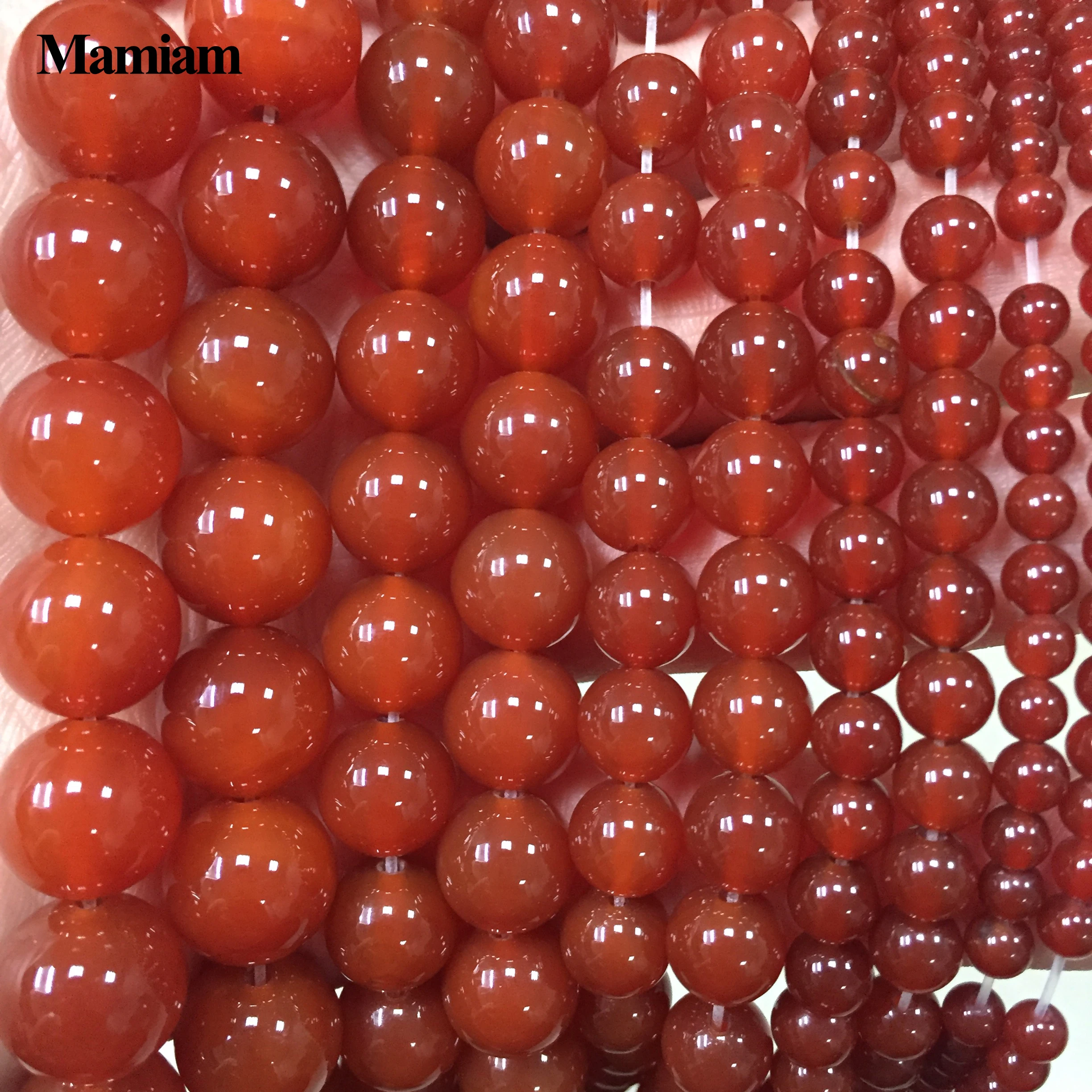 

Mamiam Red Agate Charm Beads 4-12mm Smooth Loose Round Stone Diy Bracelet Necklace Jewelry Making Gemstone or Gift Design