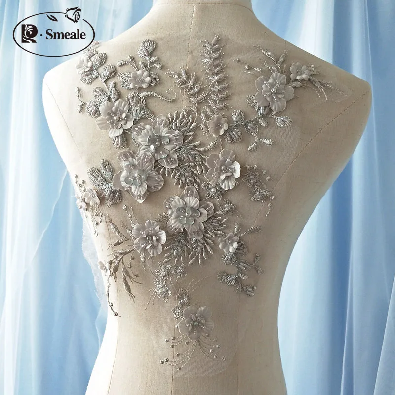 9color 3D Wedding Dress Applique DIY Bridal Headdress Ivory White Lace Collar Lace Fabric Patch RS874