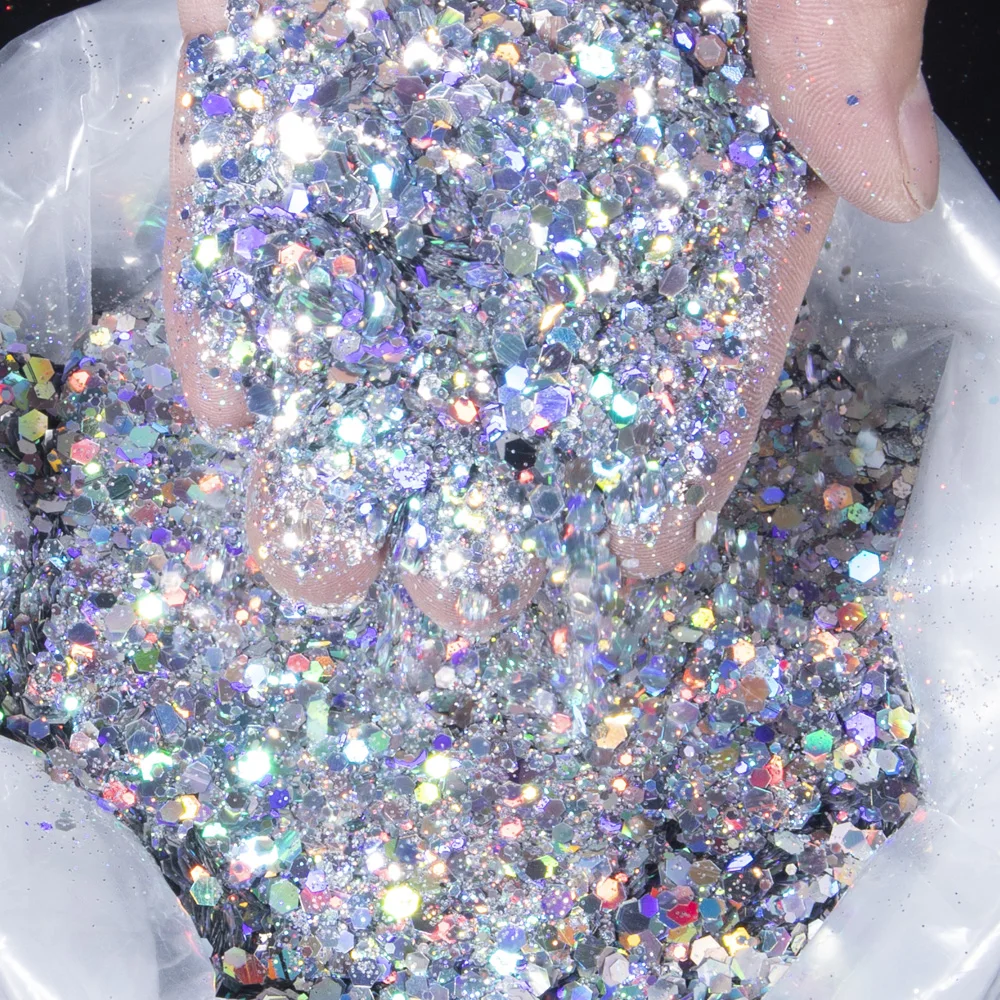 1000g/1 KG Chunky Glitter Nails Art Sequins Cosmetic Makeup Eyeshadow Powder Acrylic Paillettes for Body Nail Art Decorations