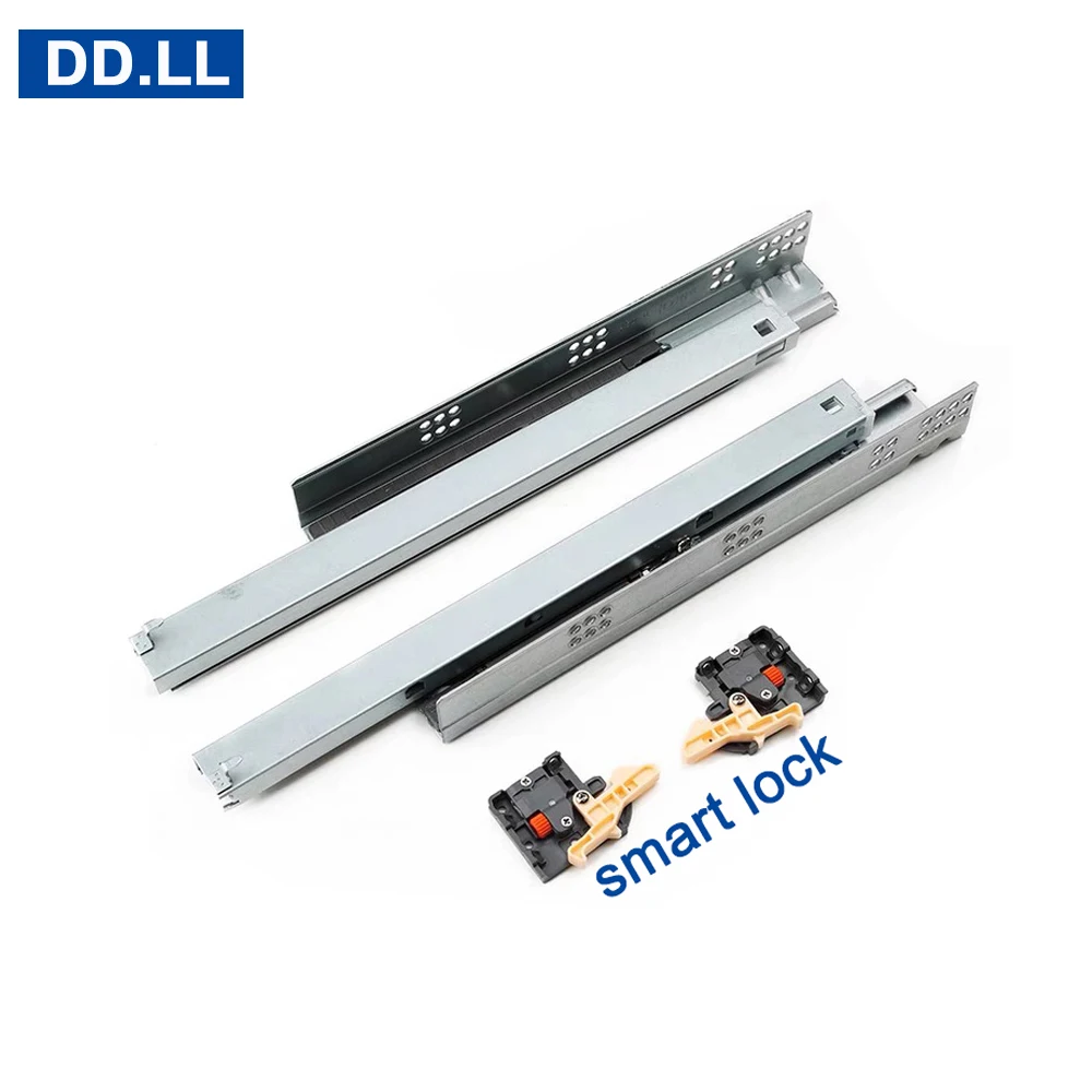 

Fast Install Drawer Slide DTC Brand Smart Lock 3 Sections Full Open Soft-closing Sliders 35KGS Load Under Mounted Furniture Rail