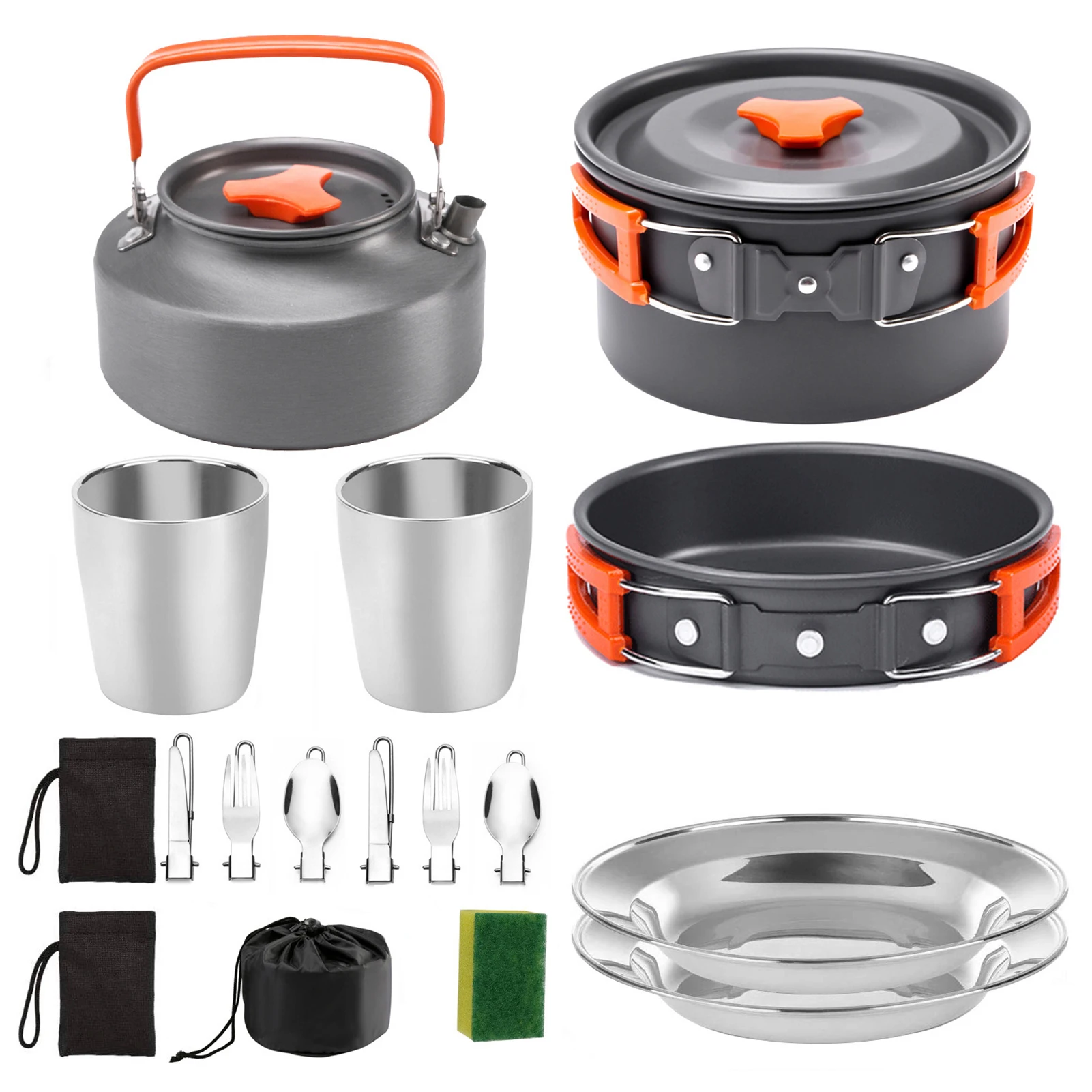 

13PCS Portable Picnic Cooking Tool Set Camping Cookware 304 Stainless Steel Tableware Pot For Outdoor Hiking Picnic