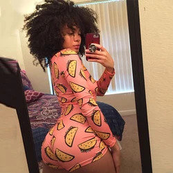 OMSJ Autumn Sexy Women NIghtclub Bodysuits Tights Long Sleeve Playsuits V-neck Skinny Short Jumpsuits Sweet Printed 2026 New Hot