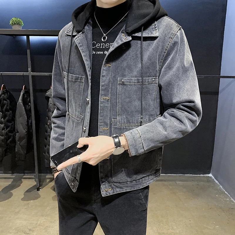 

Brand Clothing Men High Quality Hooded Denim Jackets/Male Fashion Business Leisure Cowboy Coat/Man Thickening Warm Jacket S-4XL