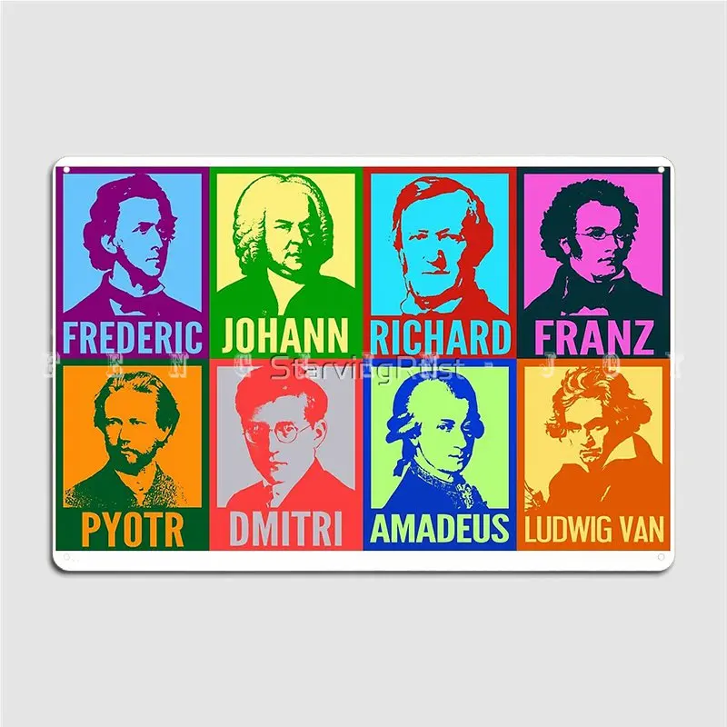 

Pop Art Composers Metal Plaque Poster Cinema Living Room Club Bar Vintage Plaques Tin Sign Posters