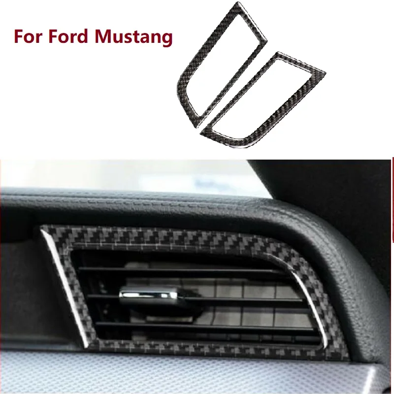 

Fit For Ford Mustang 2015-2020 Carbon Fiber Dashboard Air Conditioner Vent Sticker AC Outlet Frame Decor Interior