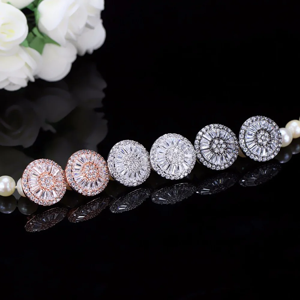 ThreeGraces Gorgeous CZ Stone Fashion Jewelry Pave Setting Cubic Zirconia Rose Gold Color Big Stud Earrings for Women Gift ER288