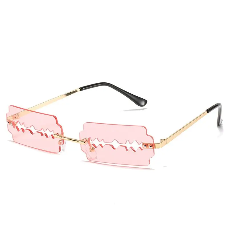 Rectangle Women's Sunglasses Unusual Glasses Personality Funny Spoof Razor Blade Yellow Men's Sunglasses Razor For Men