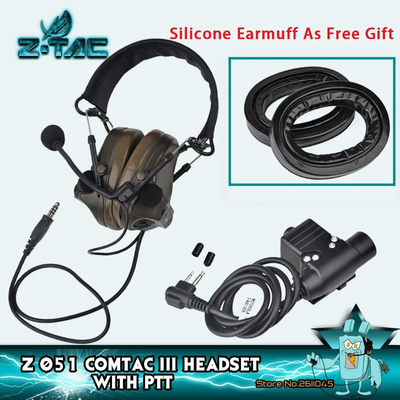 Z-TAC Tactical Headset COMTA III Softai Active Pickup Noise Reduction Headband Military Tactical Headphones Accessory PTT Set