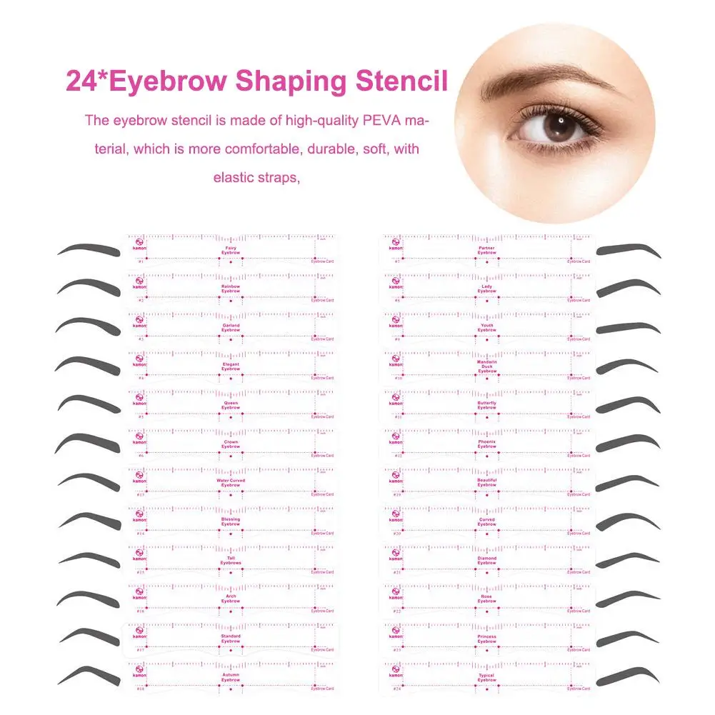 24Pcs EyeBrow Shaping Stencilsชุดคิ้วShapingวาดแม่แบบEyebrow Drawing Guideการ์ดDIYเครื่องมือแต่งหน้า