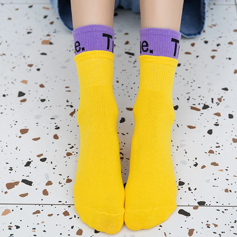 Fashion Women Socks Cotton Solid Color Business Sock Ladies British Style Week Socks For Girls Women Soks Hip Hop Sox Steetwear