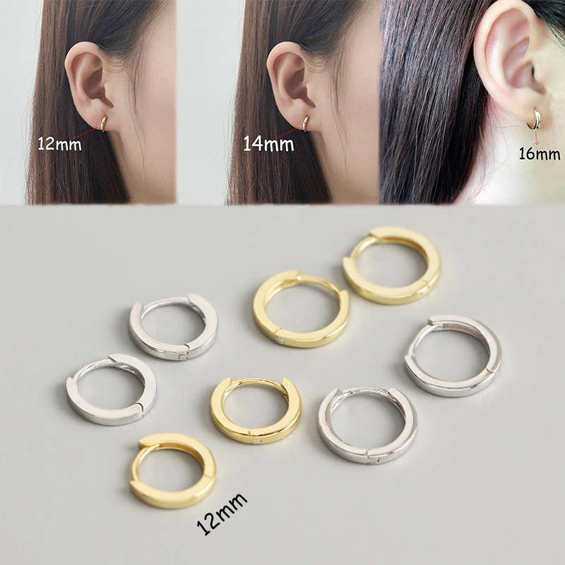 2 Pcs Rhinestone Hoop Earrings Girl  plating Tiny Ear ring Cartilage Helix Piercing Earlobe Tragus Circle Accessories Gifts