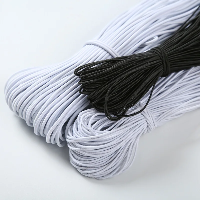 5/10meters Black White High Elastic Round Elastic Band Rubber Band Elastic Cord for DIY Sewing Accessorie 1/2/3/4/5/6mm