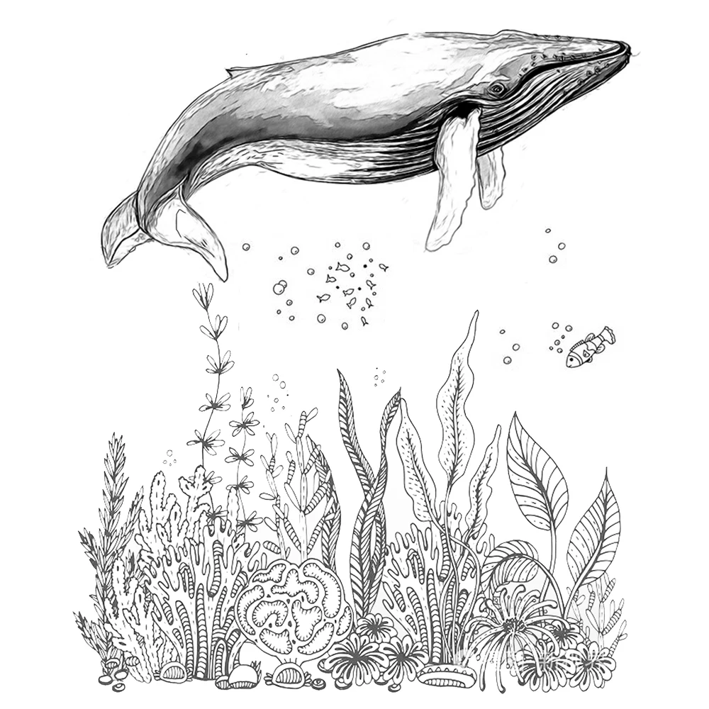 AZSG Huge Whale Silicone Clear Stamps For Scrapbooking DIY Clip Art /Card Making Decoration Stamps Crafts