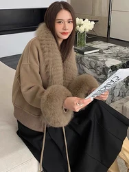 New Arrival Female Fashion Four Ways to Wear Removable Two Pieces Coat Real Fox Fur Interlining Warm Woolen Parka Jacket