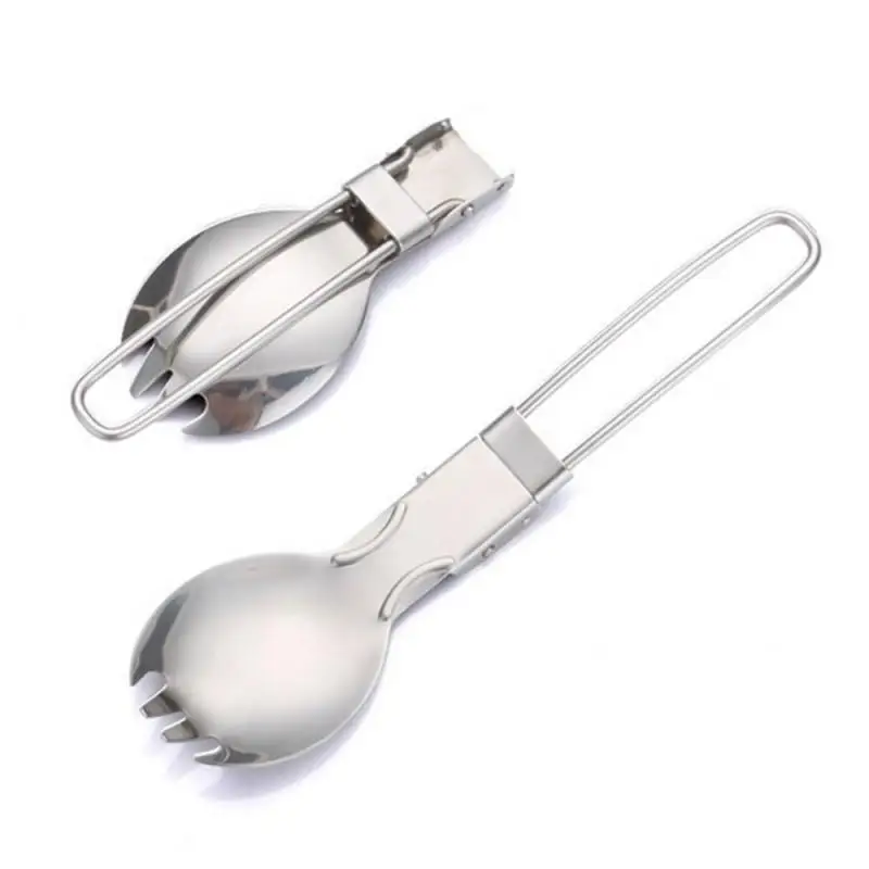 Titanium Tableware Folding Spork Portable Outdoor Camping Lightweigt HCutlery Travel Picnic Hiking Fork Spoon Outdoor Tableware