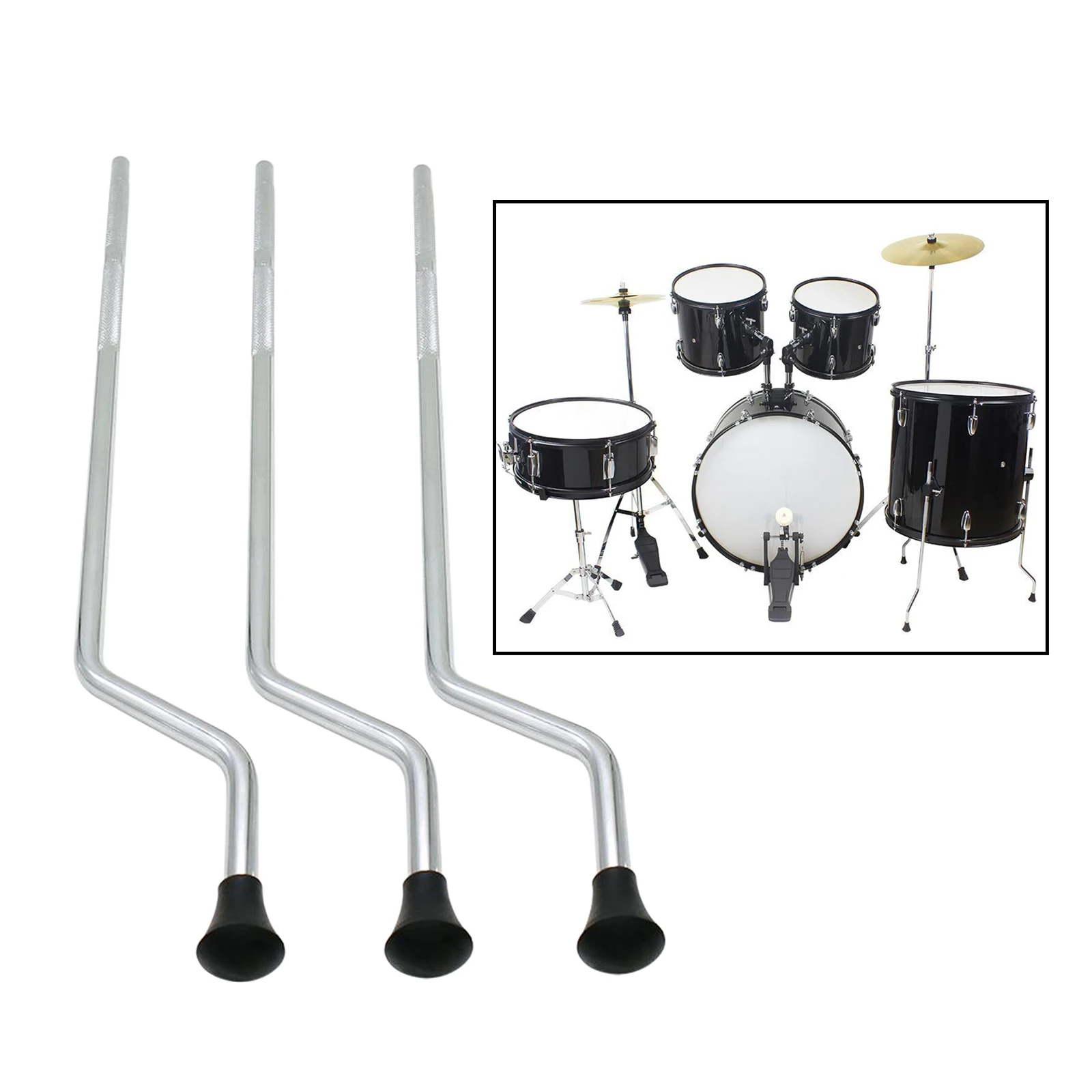 

3pcs Metal Floor Tom Drum Legs Holder Rubber Feet Adjustable Tom Drum Stand Legs Anti-Rust Non-slip Percussion Parts DIY