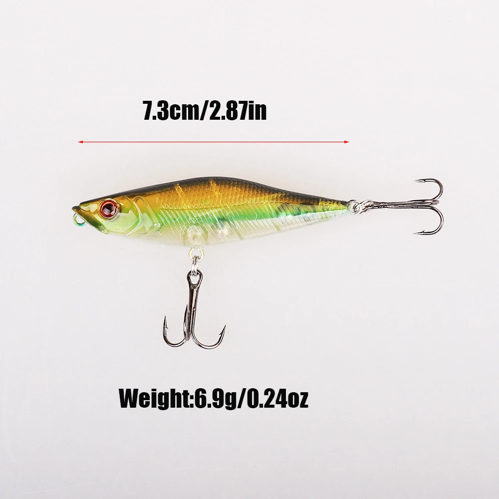 MOZHANSHI 1pc Minnow Fishing Lure Hard Plastic Artificial Bait 3D Eyes 7.3cm 6.9g Fishing Wobblers diving 0.2m-1m Crankbait