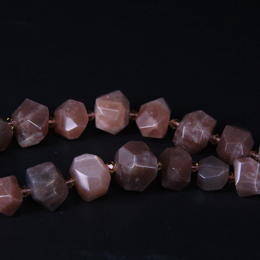 24pcs/strand,Natural Sunstones Faceted Nugget Beads,Cut Rough Orange Quartz Stone DIY Slabs Pendant Necklace Bracelet Making