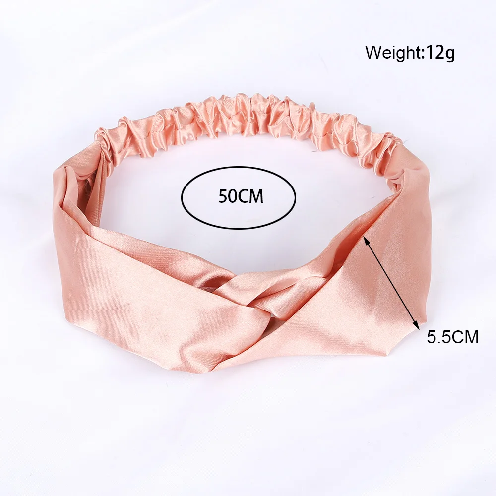 Fashion Silk Satin Headbands Cross Top Knot  Elastic Hair Bands Women Girls Solid Hairbands Scrunchies Turban Hair Accessories