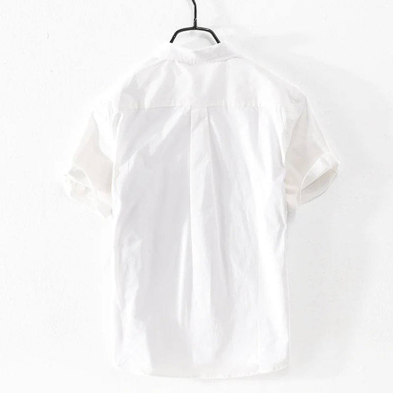 Camisa blanca de algodón de manga corta para hombre, camisa cómoda de retales a la moda, de diseño, nueva llegada