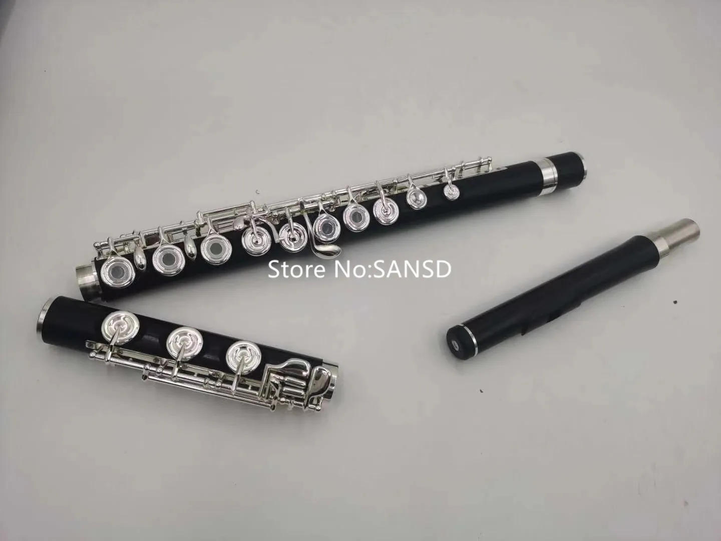 High Quality Flute 17 key Open hole C key B foot Ebony Wood Silver Plated Keys with Case Cleaning Cloth