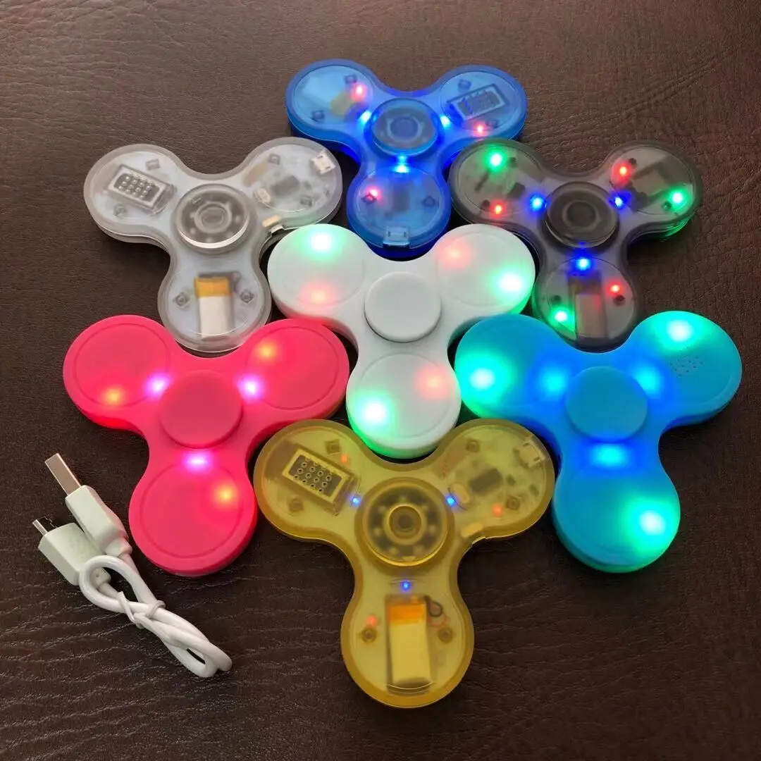 4pcs/lot Bluetooth MP3 Finger player with colorful led lights Anti-stress LED hand Spinner toy for Kid Adult Christmas gift