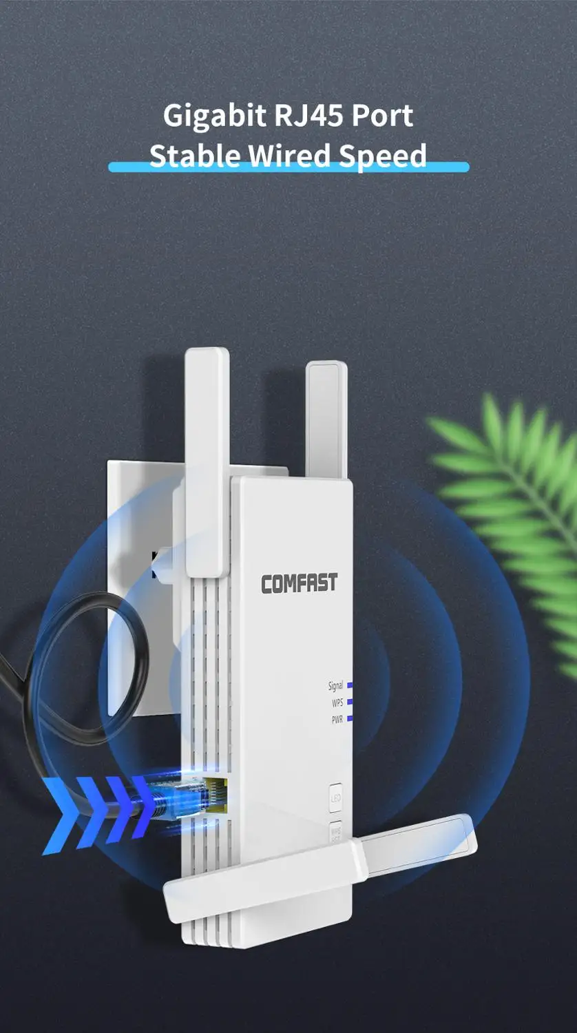 Home 2100Mbps Gigabit Long Range Wi Fi Extender 802.11ac WiFi Repeater Booster 2.4G 5G 4 Antenna Repetidor Wifi Amplificador