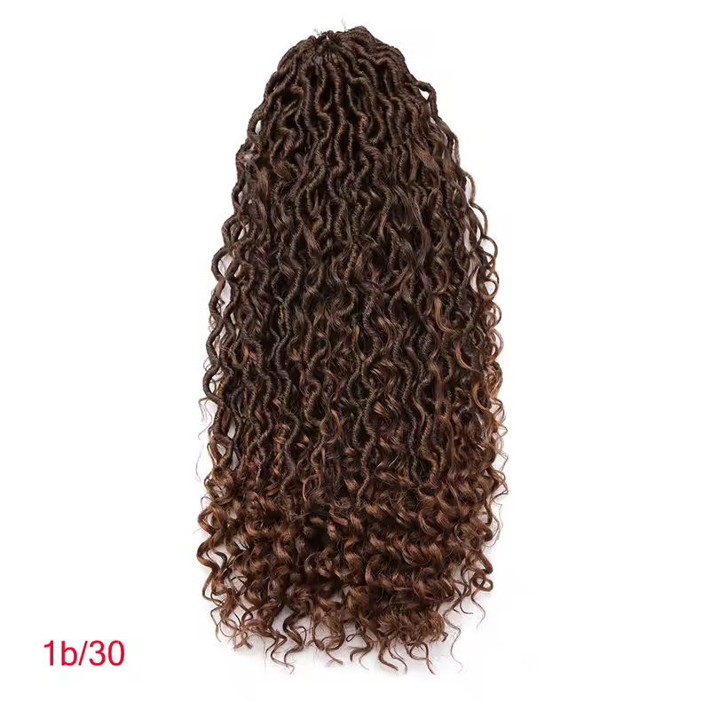 Synthetic Goddess Locs Crochet Hair Braids Curly Faux Locs Braiding Hair Extensions Wig For Women Black Hippie Boho Style - Image 12
