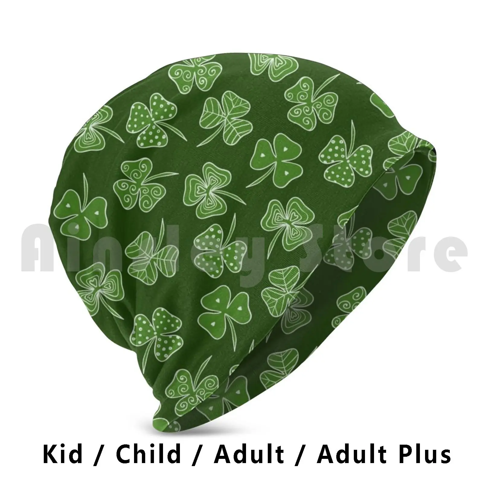 Shamrocks Beanies Pullover Cap Comfortable Green Leaf Clover Culture Holiday Luck Irish Nature Meadow Ireland