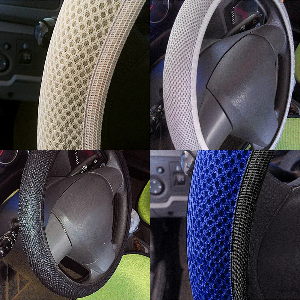 Handbrake Auto Car Steering Wheel Cover Cars Steering Beige 38cm Non-slip Breathable Steering Covers Auto Decoration