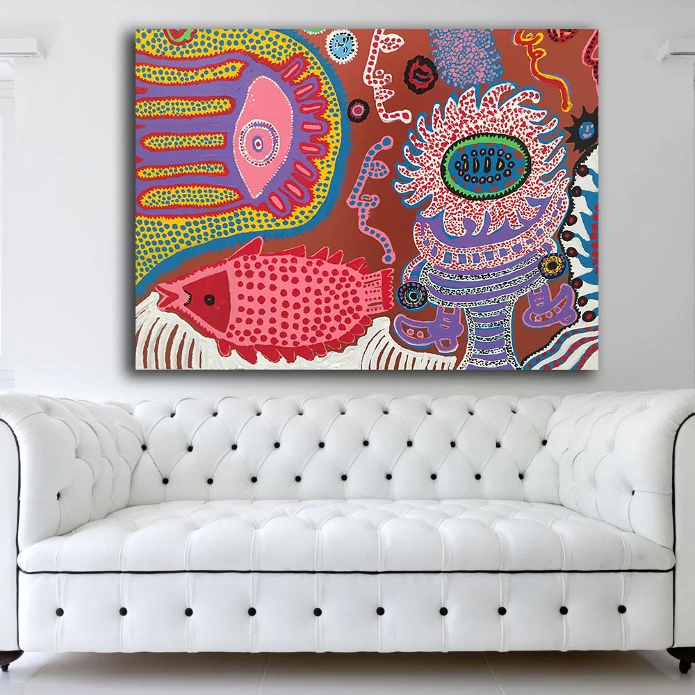 Print Oil Painting Wall painting Yayoi Kusama Give-Me-Love-detail Home Decorative Wall Art Picture For Living Room painting
