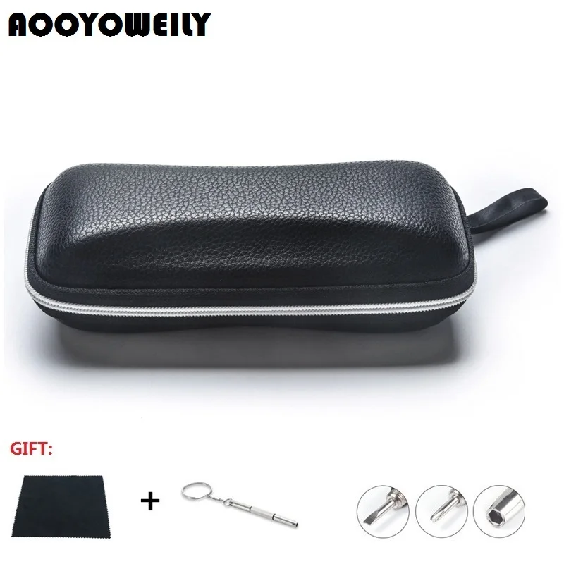 

Luxury Leather Glasses Case Portable Sunglasses Reading Glasses Carry Bag Zipper Box Protective Case Cover Eyewear Accessories