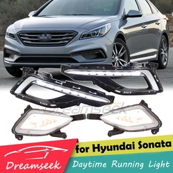 Halogen Fog Lamp + LED DRL Daytime Running Light for Hyundai Sonata LF 2015 2016 Driving Day Lights Combo