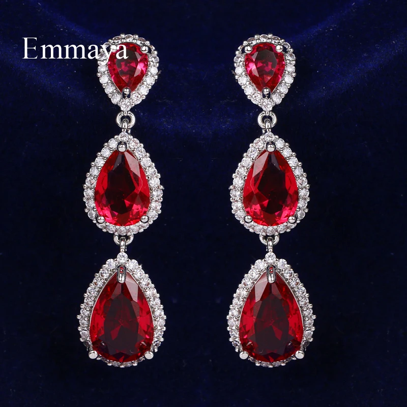 Emmaya New Long Earring Three Section Design For Women&Girls Party Dress-up With Four Color Cubic Zircon Charming Jewelry