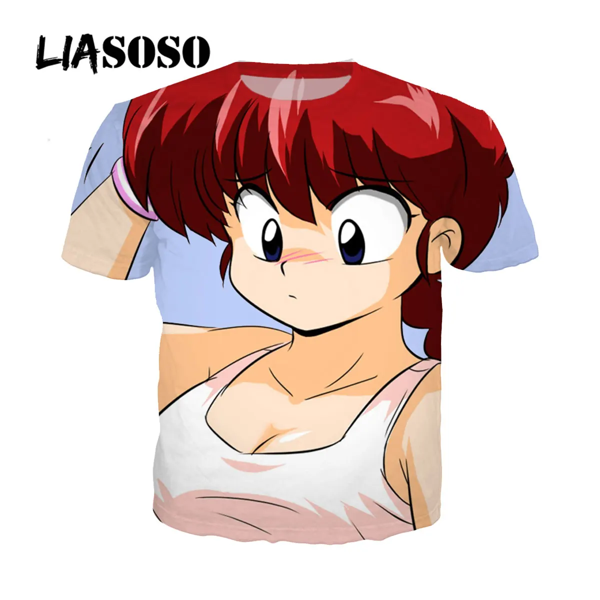 LIASOSO 3D Print Ranma 1/2 T-shirt Tendou Akane VS Ranma Tshirt Summer Casual Harajuku Shirt Hip Hop Oversized Tops Streetwear